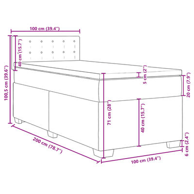 vidaXL Box Spring Bed with Mattress Cappuccino 100x200 cm Faux Leather