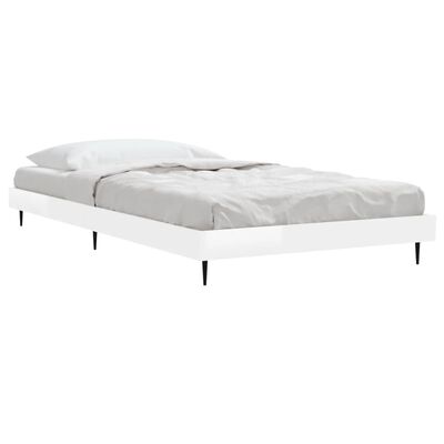 vidaXL Bed Frame without Mattress High Gloss White 90x200 cm