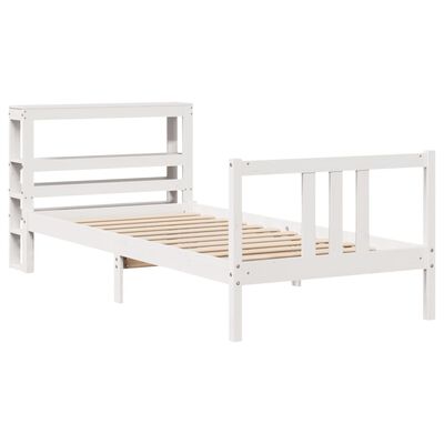 vidaXL Bed Frame with Headboard without Mattress White 100x200 cm