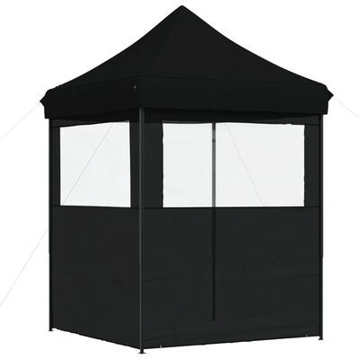 vidaXL Foldable Party Tent Pop-Up with 2 Sidewalls Black