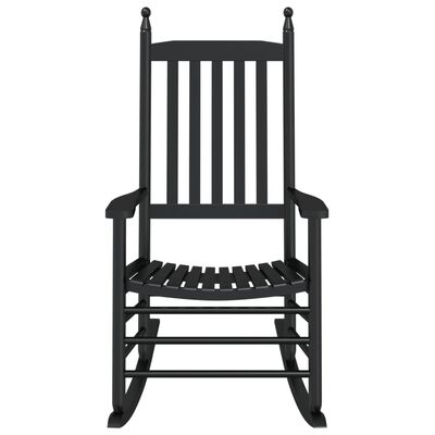 vidaXL Rocking Chair with Curved Seat Black Solid Wood Poplar