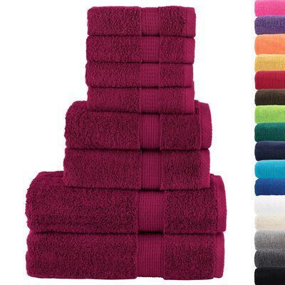 vidaXL 8 Piece Premium Towel Set SOLUND Bordeaux 600 gsm