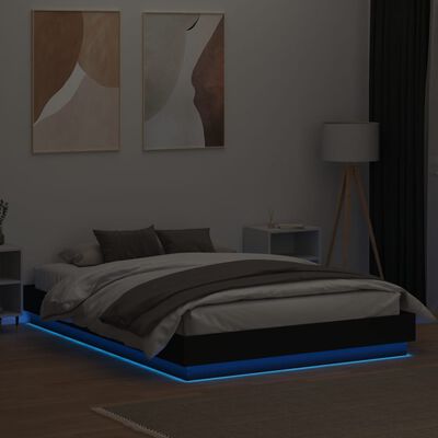 vidaXL Bed Frame with LED without Mattress Black 140x200 cm