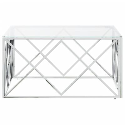 vidaXL Coffee Table 80x80x40 cm Stainless Steel and Glass