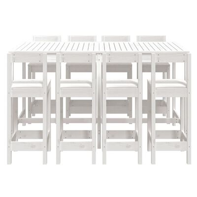 vidaXL 9 Piece Garden Bar Set White Solid Wood Pine