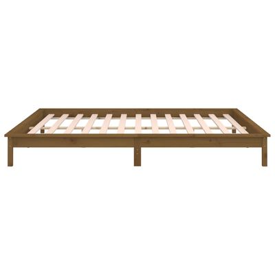 vidaXL LED Bed Frame without Mattress Honey Brown 150x200 cm King Size Solid Wood