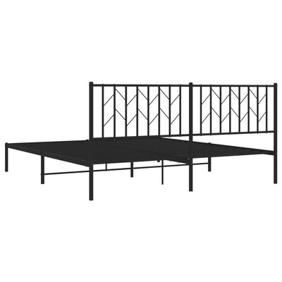 vidaXL Metal Bed Frame without Mattress with Headboard Black 183x213 cm