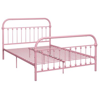 vidaXL Bed Frame without Mattress Pink Metal 160x200 cm