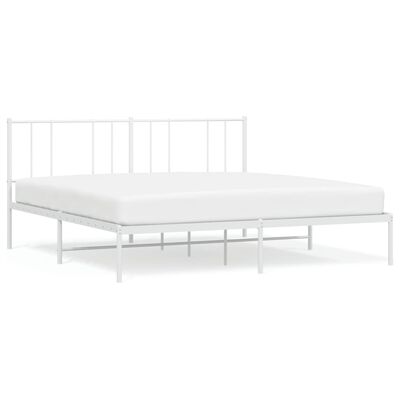 vidaXL Metal Bed Frame without Mattress with Headboard White 193x203 cm