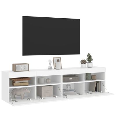 vidaXL TV Wall Cabinets with LED Lights 2 pcs White 80x30x40 cm