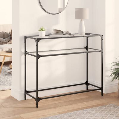 vidaXL Console Table with Transparent Glass Top 98x35x81 cm Steel