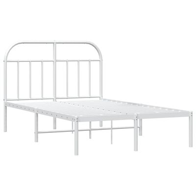 vidaXL Metal Bed Frame without Mattress with Headboard White 135x190 cm Double