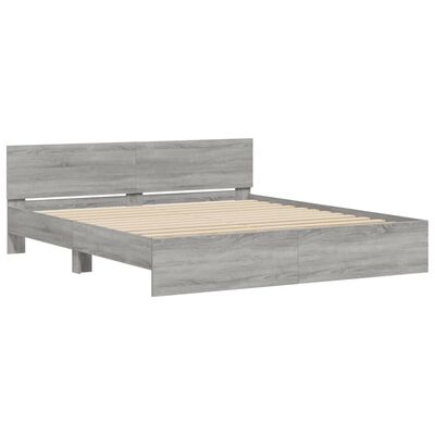 vidaXL Bed Frame with LED without Mattress Grey Sonoma 180x200 cm Super King