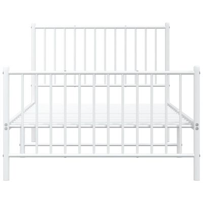 vidaXL Metal Bed Frame without Mattress with Footboard White 100x190 cm