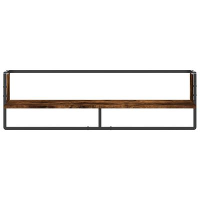 vidaXL Wall Shelf with Bar Smoked Oak 100x25x30 cm