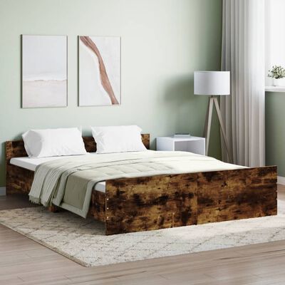 vidaXL Bed Frame without Mattress Smoked Oak 140x200 cm