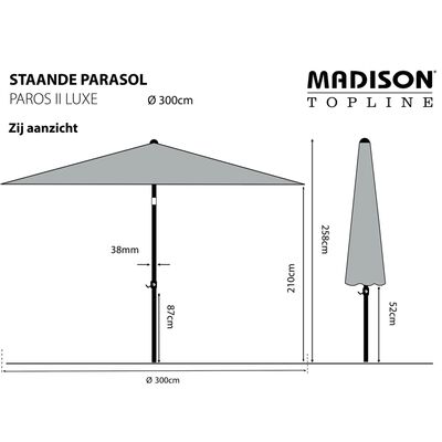 Madison Garden Parasol Paros II Luxe 300 cm Ecru