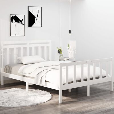 vidaXL Bed Frame without Mattress White 120x190 cm Small Double Solid Wood