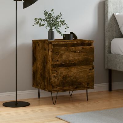 vidaXL Bedside Cabinet Smoked Oak 40x35x50 cm Engineered Wood