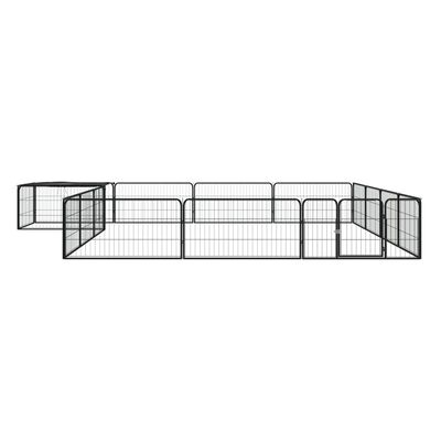 vidaXL 16-Panel Dog Playpen Black 100x50 cm Powder-coated Steel