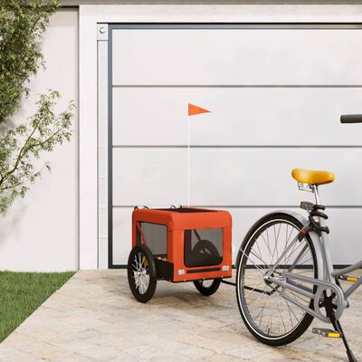 vidaXL Pet Bike Trailer Orange and Black Oxford Fabric&Iron