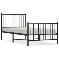 vidaXL Metal Bed Frame without Mattress with Footboard Black 90x200 cm