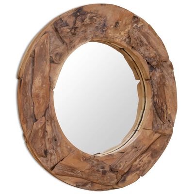 vidaXL Decorative Mirror Teak 80 cm Round