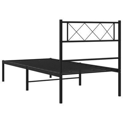 vidaXL Metal Bed Frame with Headboard Black 100x190 cm