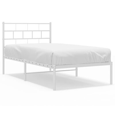 vidaXL Metal Bed Frame without Mattress with Headboard White 100x190 cm