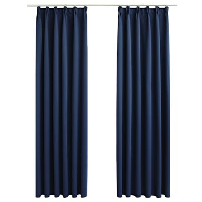 vidaXL Blackout Curtains with Hooks 2 pcs Blue 140x225 cm