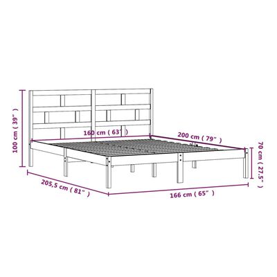 vidaXL Bed Frame without Mattress Solid Wood 160x200 cm (810027+814204)