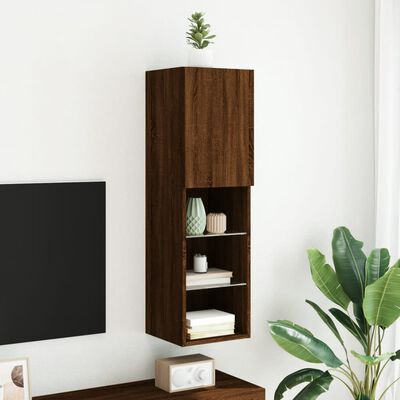 vidaXL TV Cabinet with LED Lights Brown Oak 30.5x30x102 cm