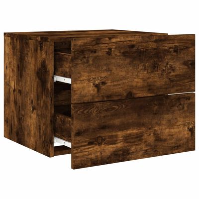 vidaXL Wall-mounted Bedside Cabinets with LED Lights 2 pcs Smoked Oak