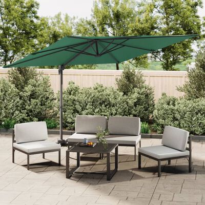 vidaXL Cantilever Garden Parasol with Aluminium Pole Green 300x300 cm