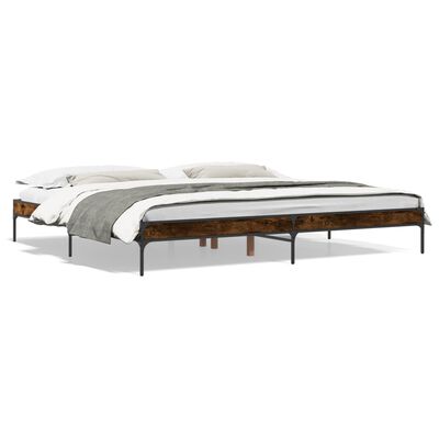 vidaXL Bed Frame without Mattress Smoked Oak 200x200 cm