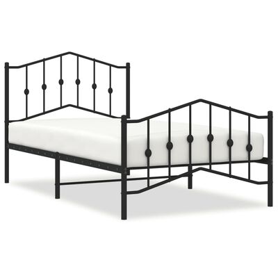 vidaXL Metal Bed Frame without Mattress with Footboard Black 100x190 cm