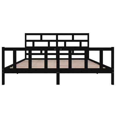 vidaXL Bed Frame without Mattress Black Solid Wood 200x200 cm (810106+814218)