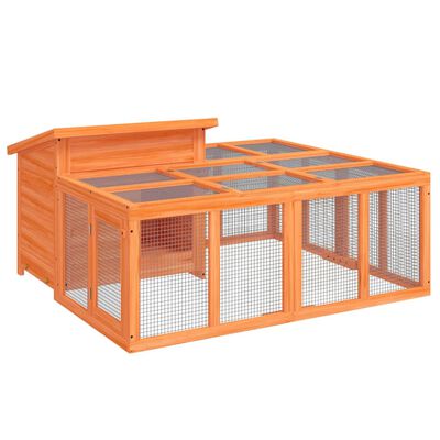 vidaXL Rabbit Hutch Brown 144x123x67.5 cm Solid Wood Pine