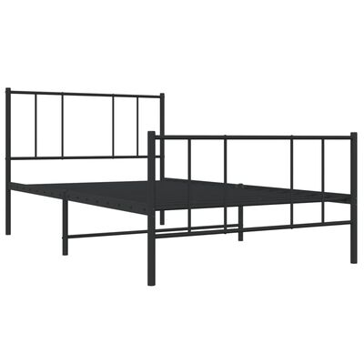 vidaXL Metal Bed Frame without Mattress with Footboard Black 100x200 cm