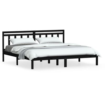 vidaXL Bed Frame without Mattress Black Super King Solid Wood