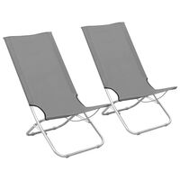 vidaXL Folding Beach Chairs 2 pcs Grey Fabric