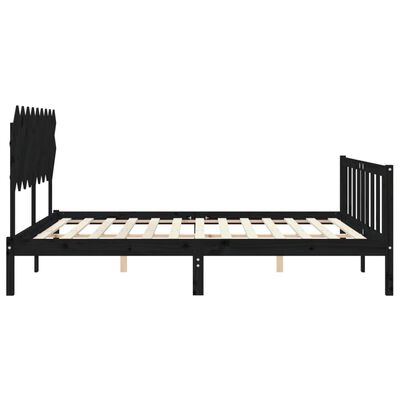 vidaXL Bed Frame without Mattress Black Super King Size Solid Wood Pine