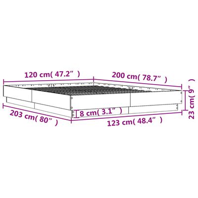 vidaXL Bed Frame with LED without Mattress Grey Sonoma 120x200 cm