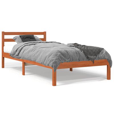 vidaXL Bed Frame without Mattress Wax Brown 100x200 cm Solid Wood Pine