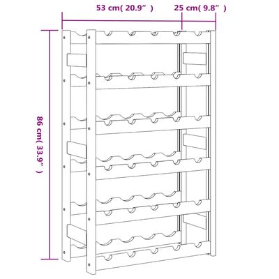 vidaXL Wine Rack for 30 Bottles Black Solid Wood Pine