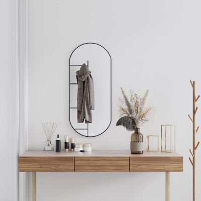 vidaXL Wall Mirror Black 90x40 cm Oval