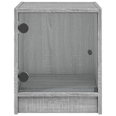 vidaXL Bedside Cabinets with Glass Doors 2 pcs Grey Sonoma 35x37x42 cm