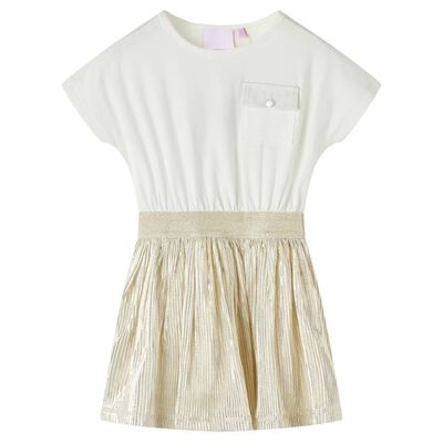 Kids' Dress with Short Sleeves Ecru 116