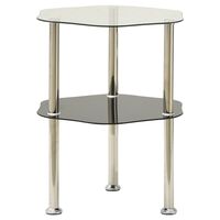 vidaXL 2-Tier Side Table Transparent & Black 38x38x50cm Tempered Glass