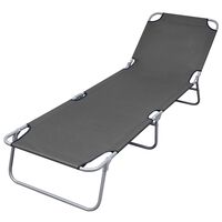 vidaXL Foldable Sunlounger with Adjustable Backrest Grey